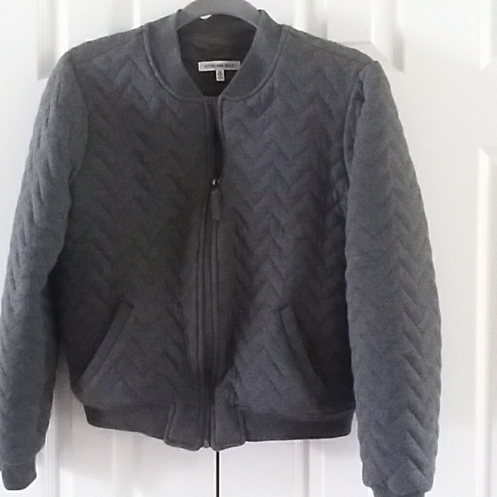 Charcoal Knit Zip Bomber Jacket